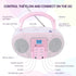 SingingWood GC01 Macarons Series Portable CD Player Boombox - Kids CD Player with AM FM Stereo Radio, Rose