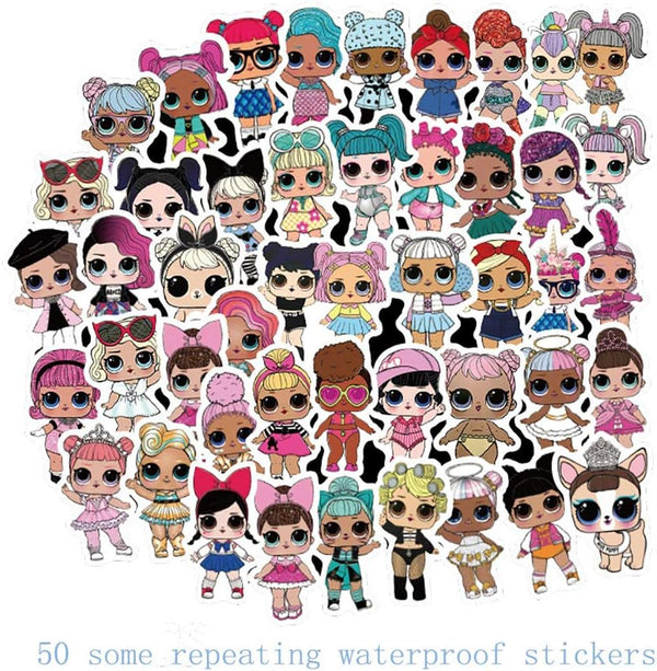 50pcs Surprise! Vinyl Waterproof Stickers - Decals for Car, Laptop, Luggage, Skateboard, and Bicycle