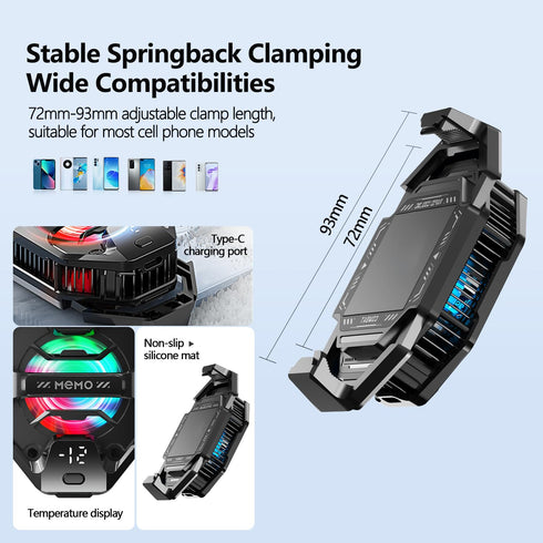 Stjiatu 27W Phone Cooler for Gaming, iPhone Cooling Fan with RGB LED Semiconductor Heatsink Cooling Case Enfriador para