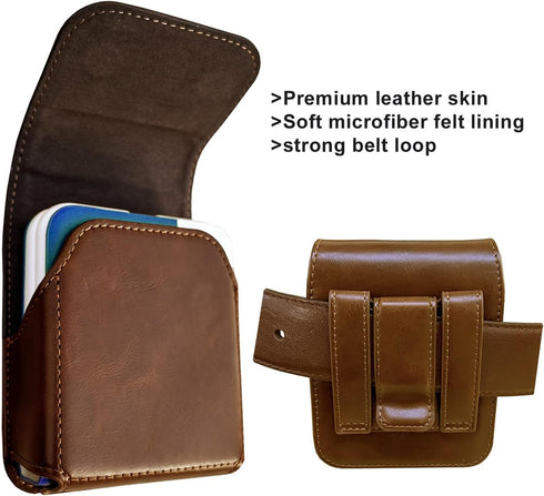 for Samsung Galaxy Z Flip 5/4/3 Belt Holster Phone Case, Leather Phone Pouch, Belt Clip Phone Holder for Motorola Razr
