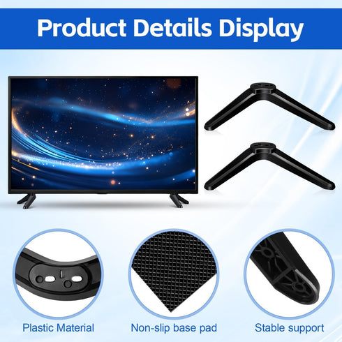 2pcs 32-55 Inch DOITOOL TV Stand Legs Table TV Legs Replacement Plastic Television Feet for TVs, Including Screws