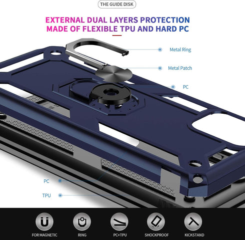 LeYi Moto G Stylus 2021 Case with 2 Tempered Glass Screen Protectors, Military Grade with Kickstand, Blue