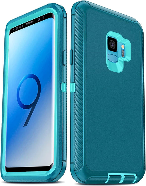 LeYi Compatible for Galaxy S9 Case, 3 in 1 Full Body Shockproof Rubber Dustproof Rugged Defender Protection Case (Teal