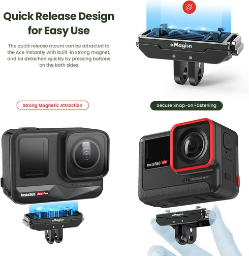 Magnetic Quick Release Mount, Compatible with Insta360 Ace Pro/Ace for Easy Attachment