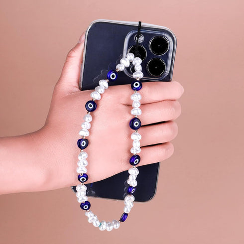 Handmade Evil Eye Beaded Phone Charm, Lanyard Wrist Strap, Gemstone Phone Chain Strap Keychain for Men, Women, Girls -
