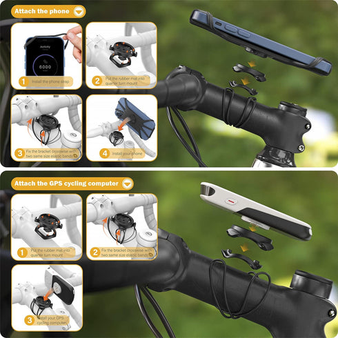 TUSITA 2 in 1 Bike Mount Quick Release for Garmin Edge GPS, iPhone 14 13 12 Pro Max, Samsung Galaxy