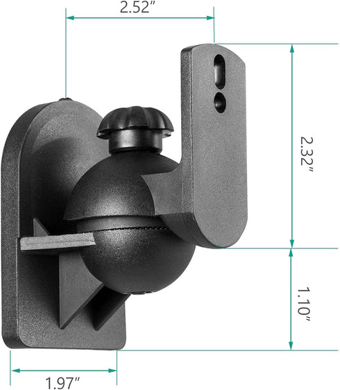 WALI Speaker Wall Ceiling Mounts, Bookshelf Speaker Wall Mount Brackets, Hold up to 7.7 lbs (SWM202), Black