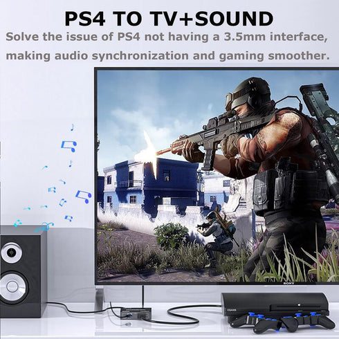 HDMI Audio Extractor, 4K HDMI to HDMI Splitter with 3.5mm AUX Audio, Compatible with TV, PC, PS3/4/5, Projector