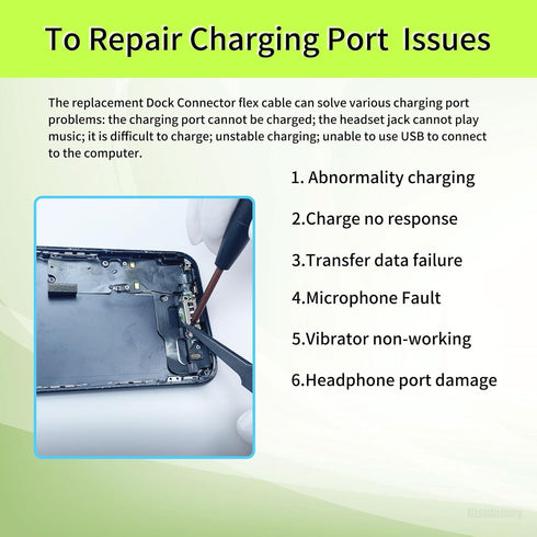 Dock Connector Charging Port Replacement for iPhone Xs, Repair Headphone Jack Flex Cable & USB Charge Microphone