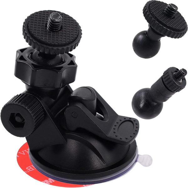 CH01A 1/4" 1/8" Thread Suction Mount Tripod Holder - Fits Sony/Ricoh/HP/GoPro/Oculus, Dash Cam Mount Holder