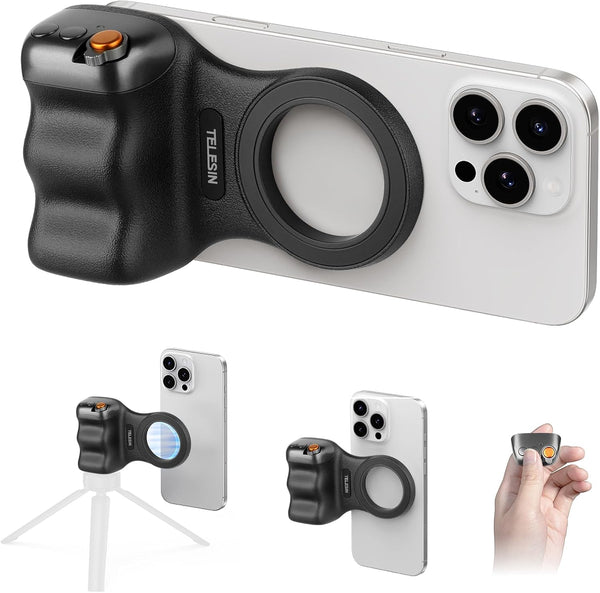 Keledz Magnetic Phone Camera Grip, Smartphone Shooting Holder Selfie Handle Snap with Wireless