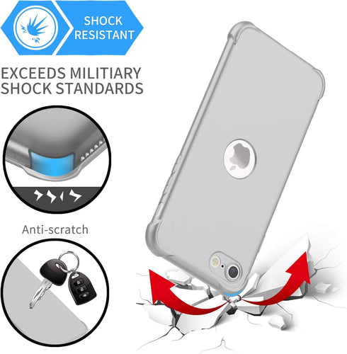 ORETECH Designed for iPhone SE 2022 Case with 2 x Tempered Glass Screen Protector, 360° Full Body Protection (Silver)