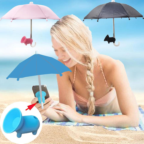 3 Pcs Phone Umbrella Cell, Outdoor Sun Phone Umbrella with Suction Cup Stand, Adjustable Piggy Suction Cup Sunshade