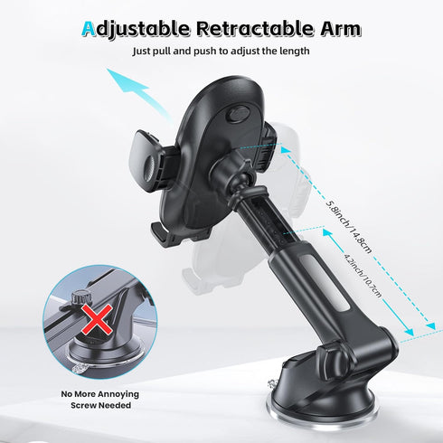 APPS2Car Suction Cup Phone Holder - Windshield/Dashboard Mount with Strong Sticky Gel Pad, Matte Black