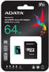 ADATA 64GB U3 V30 10 A2 AUSDX64GUI3V30SA2-RA1 Premier Pro MicroSDXC UHS-I Class MircoSD Memory Card with Adapter