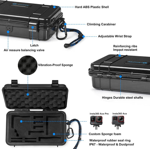 Lekufee Travel Waterproof Hard Case for Insta360 Ace Pro/Action Camera and Accessories (Case Only)