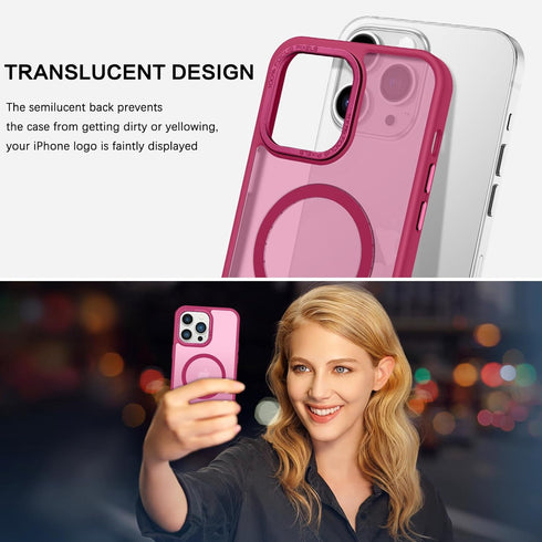 BENTOBEN iPhone 14 Pro Case, Plum Red - Slim Fit, Shockproof, Translucent Matte, Compatible with MagSafe, 6.1" Cover.