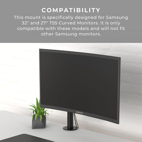 HumanCentric VESA Mount Adapter for Samsung Curved Monitor T55 Series, 27” and 32” Monitors, 75x75 or 100x100 mm
