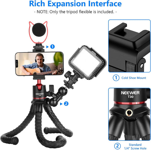 NEEWER Camera Tripod with Remote, Mini Flexible Stand with Action Camera Mount Adapter for Hero 12 11 10 9