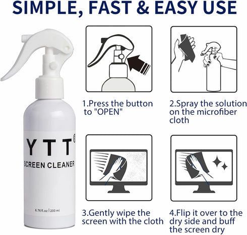 YTT Screen Cleaner Spray and Microfiber Cloth Kit, Large Screen Cleaner for Laptop, TV, iPhone, iPad, MacBook, LED and