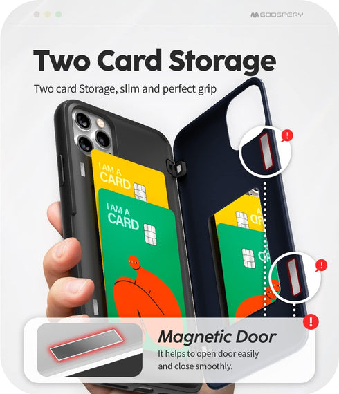 GOOSPERY Magnetic Door Bumper - Navy Compatible with iPhone 11 Pro Max Case, Card Holder Wallet