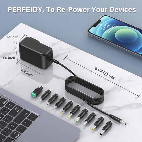 UL Listed 22V 1A Charger - 22.0V Power Cord AC Adapter with 10 Interchangeable Jacks Plug