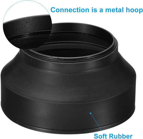 PATIKIL 72mm Camera Lens Hood, 2Pcs Rubber Collapsible Protector for Nikon, Fujifilm, Pentax, Leica Photography