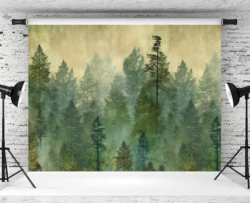 Tranhiafe 9x6ft Oil Painting Forest Backdrop Nature Watercolor Tree Photography Background Kids Birthday Newborn Baby