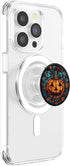 Halloween Pumpkin Stained Glass PopSockets PopGrip for MagSafe - Black Autumn Leaves