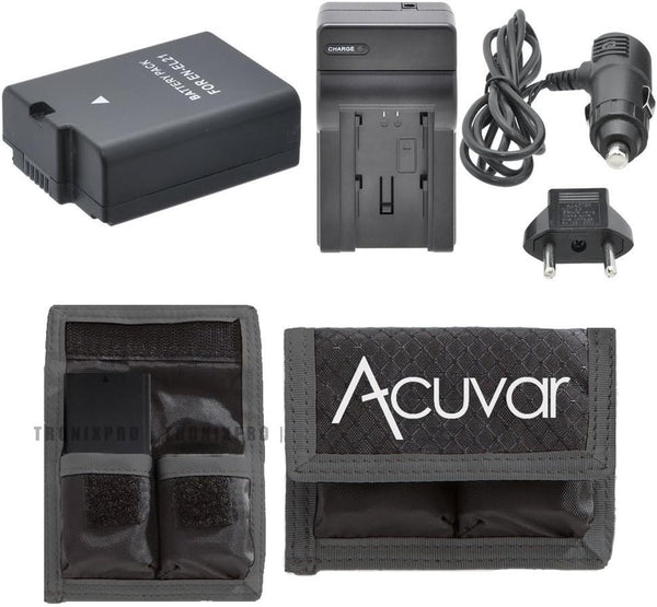 EN-EL21 High-Capacity Battery with Car/Home Charger + Acuvar Battery Pouch for 1 V2 & More | ENEL21