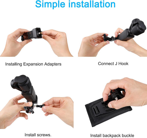 PellKing Backpack Mount for DJI Osmo Pocket 3 Camera, Compatible with GoPro DJI Action Camera, Expansion Adapter