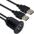 Duttek USB Panel Flush Mount Cable - Dual USB 2.0 Male to Female Extension Cable, USB Mount for Car, Boat, Motorcycle