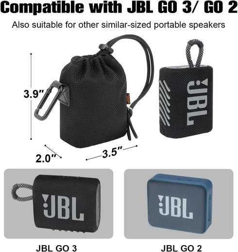 Desing Wish Speaker Carrying Case Compatible with JBL GO3/ GO2 - Waterproof Ultra Portable Bluetooth Speaker, Anti Scratch Speaker Protector Case Bag Travel Carrying Pouch Same Fabric as GO3 (Black)