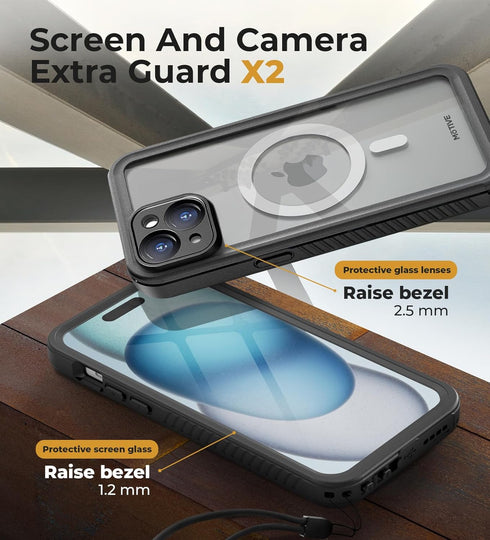 MOTIVE Waterproof Case for iPhone 15 - Built-in Screen Protector, Dustproof Shield, Shockproof 360° Water Resistance