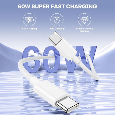 USB C Cable for iPhone 15 Charger Cord 6FT 3 Pack, 60W Woven USB C to C Replacement for iPhone 15