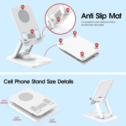 Aiwode 360° Rotating Cell Phone Stand, Desk Phone Holder, Portable Cellphone Cradle, Foldable Phone Stand for iPhone