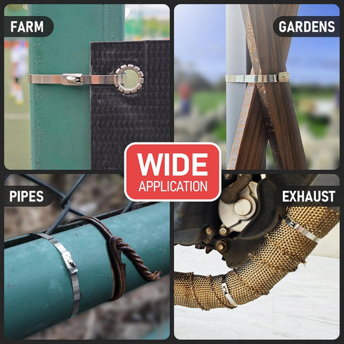 Stainless Steel Cable Tie Gun Set with 150PCS Ties, Special Tool for Fastening and Cutting Metal Cable Ties