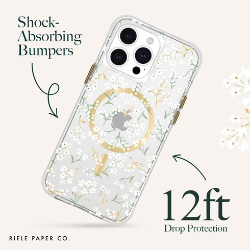 Rifle Paper Co. iPhone 15 Pro Max Case, Cute Floral Pattern, Compatible with MagSafe, 12ft Drop Protection