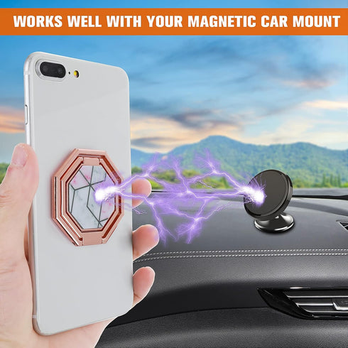 Cell Phone Ring Holder Finger Kickstand, 360° Rotation Metal Back Grip, Adjustable Phone Holder for Most Smartphones