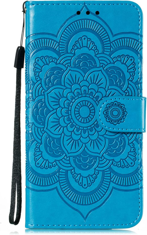 EYZUTAK Mandala Case for iPhone SE(5G) 2022, iPhone 7, 8, Premium Leather Flip Wallet with Card Slots, Magnetic Stand -