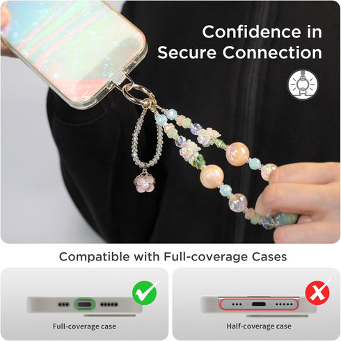POSADINA Phone Charm for Women, Anti-Theft Phone Wrist Strap Hands-Free & Beaded Chain, Detachable Cell Phone Lanyard
