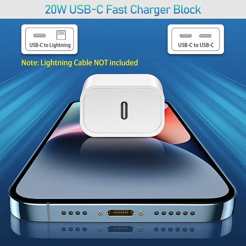 USB C Charger Block 20W PD Quick Fast Charger Box Brick, TypeC Charging Blocks 5 Pack Compatible with iPhone 15/14 Pro
