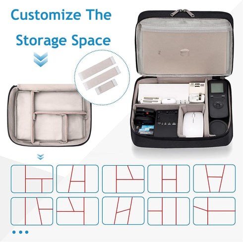 Electronics Travel Organizer Bag, Double Layer Waterproof Storage for Charger, Phone, Power Bank, Tablet