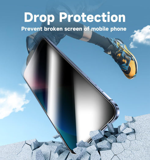 MAGIC JOHN Privacy Glass Screen Protector 2 Pack for iPhone 13/13 Pro/14, 6.1", Bubble-Free, Easy Install, Auto