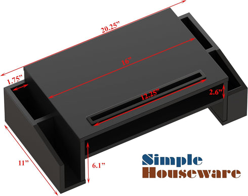 Simple Houseware Desk Monitor Stand Riser with Adjustable Organizer Tray - Black