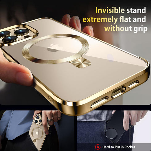 MagSafe Compatible CD Ring for iPhone 13 Pro Max - Slim Clear Case with Electroplated Bumper, Non-Yellowing Design.