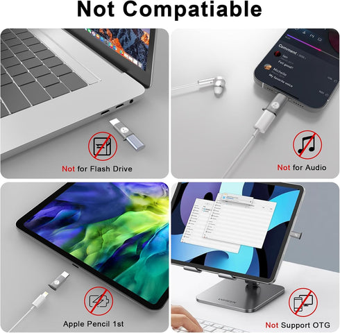 4-Pack Lightning Female to USB C Male Adapter, Type C Charger Cable for iPhone 15 Pro Max, iPad Pro, Samsung S24