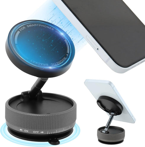 Xiaokeis Foldable Vacuum Magnetic Car Phone Holder, 360 Rotatable Suction Phone Mount, Strong