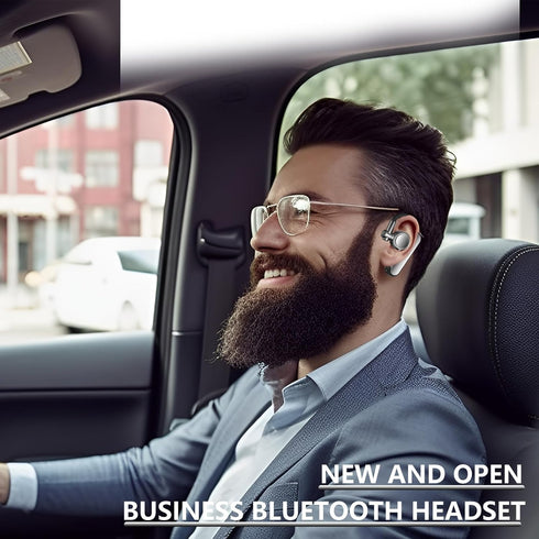 Bluetooth Earpiece V5.4 - Single Ear Headset with Noise Cancellation, 35 Hours Talk Time, Compatible with iPhone &