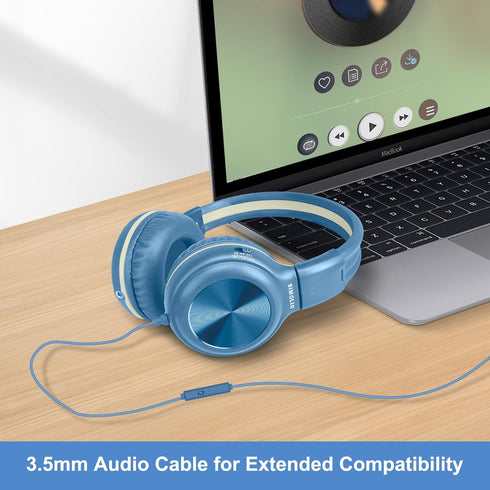 SIMOLIO Kids Headphones Wired for School, 85dB 94dB 104dB Volume Limited, Foldable & Adjustable, Stereo Over Ear